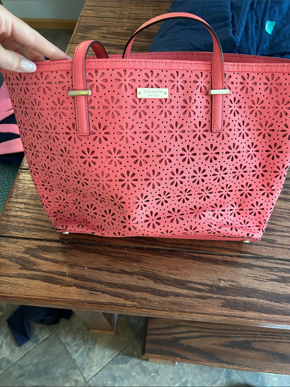 kate spade Coral Floral Laser-Cut Tote
